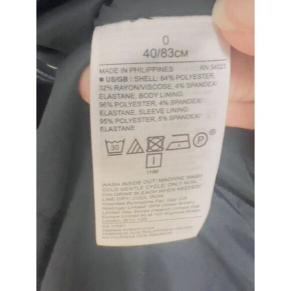 Banana Republic Womens Blazer 0 Navy Blue Grid Machine Washable Bell Sleeves - Picture 9 of 9